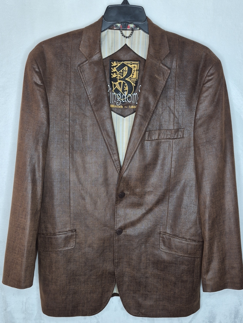 3 Kingdoms Coated Leather Look Sport Coat Blazer L
